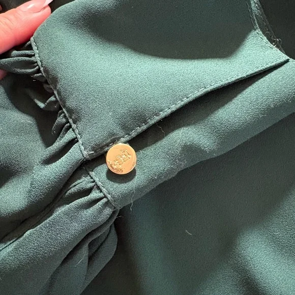 Lauren Ralph Lauren elegant green bow blouse - Picture 3 of 4